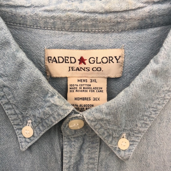 FADED GLORY JEANS CO DENIM BUTTON DOWN SHIRT•💯% cotton•3XL - Picture 4 of 8